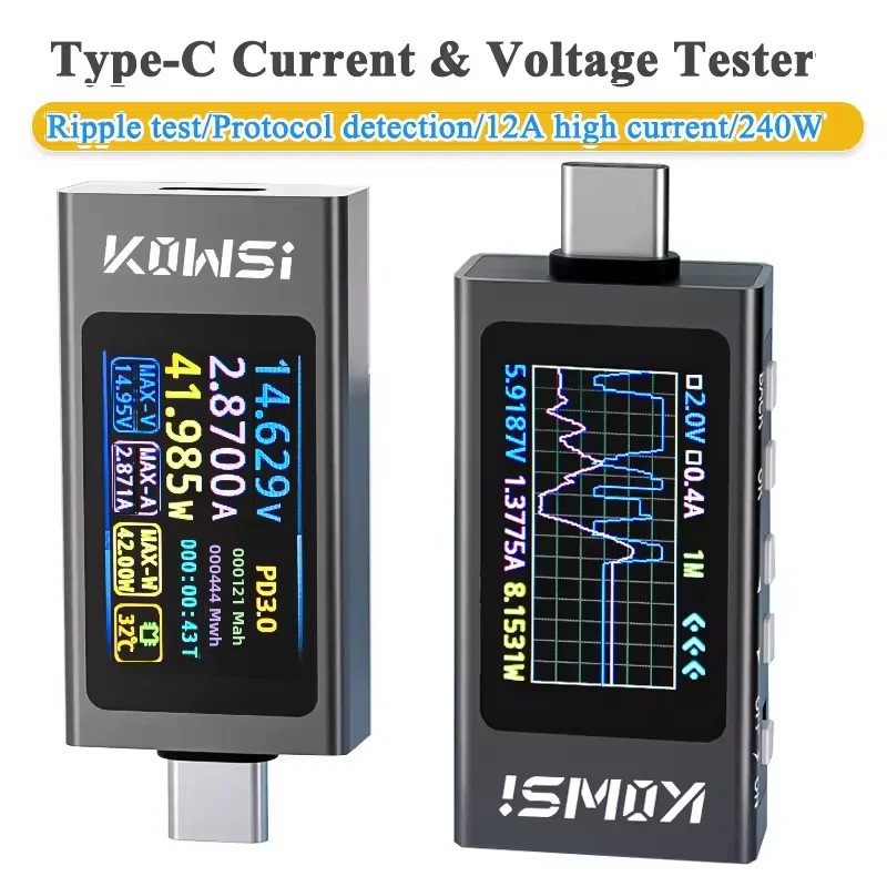 KWS-X1 tipo-c monitor de corre - Battery Monitor Coulometer avaliação e preço